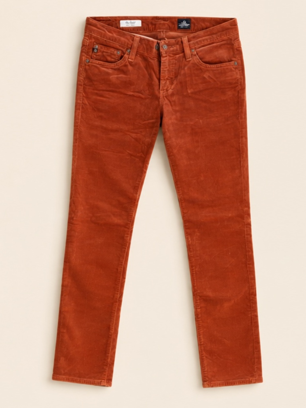 AG The Stevie Slim Straight Rust Corduroy Pants Size 28R